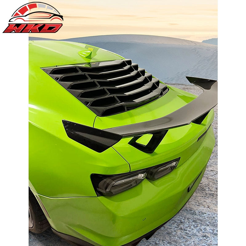 Fits 16-24 Chevrolet Camaro Rear Window Louver Sun Shade Vent Carbon Fiber Print
