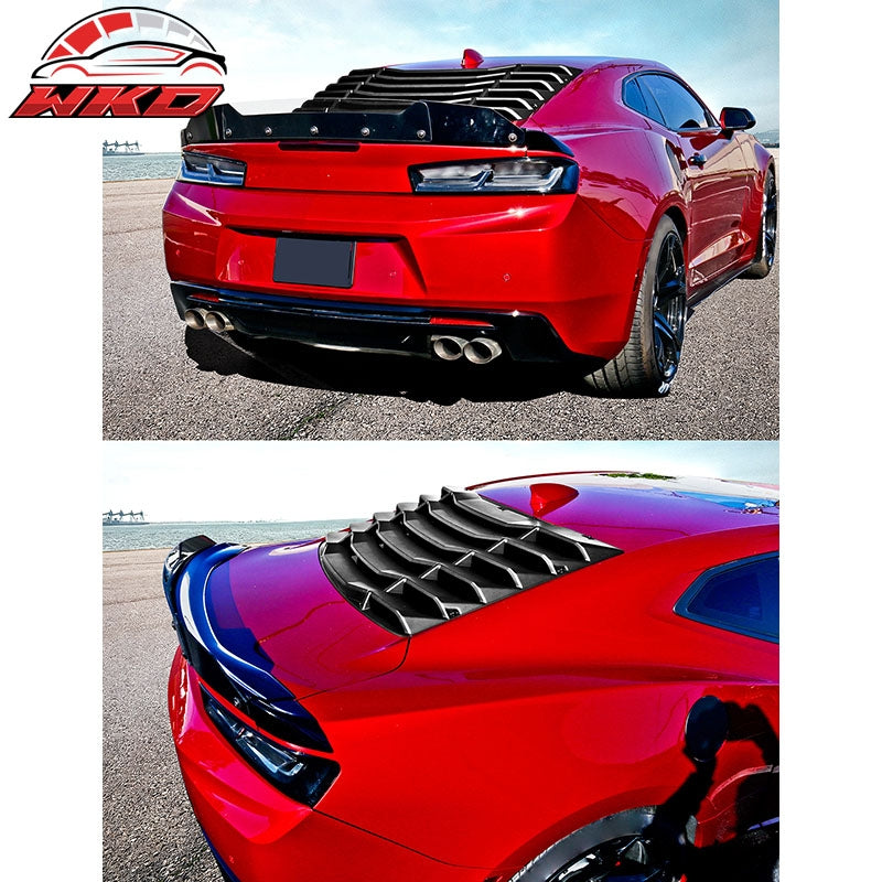 Fits 16-24 Chevrolet Camaro Rear Window Louver Sun Shade Cover Vent Gloss Black