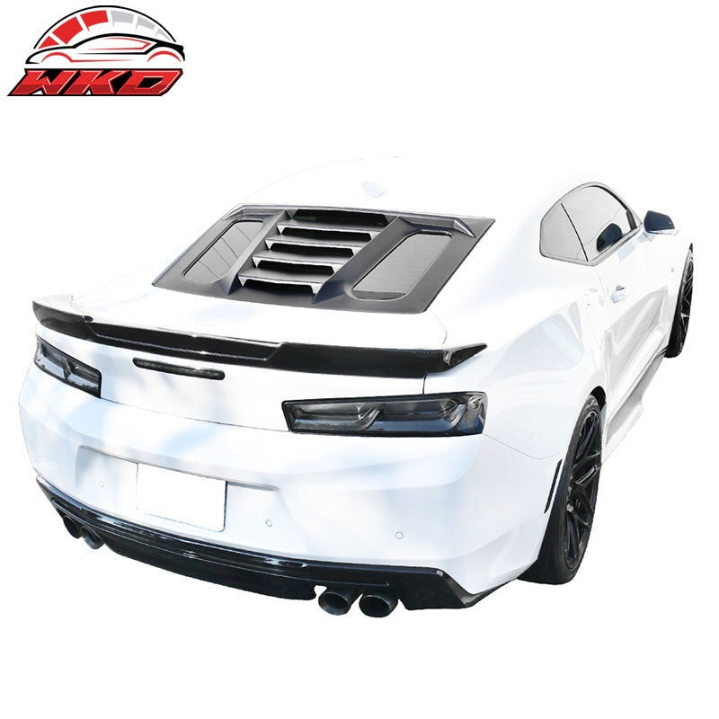 Fits 16-24 Chevy Camaro V2 Rear Window Louver Sun Shade Cover Vent Gloss Black
