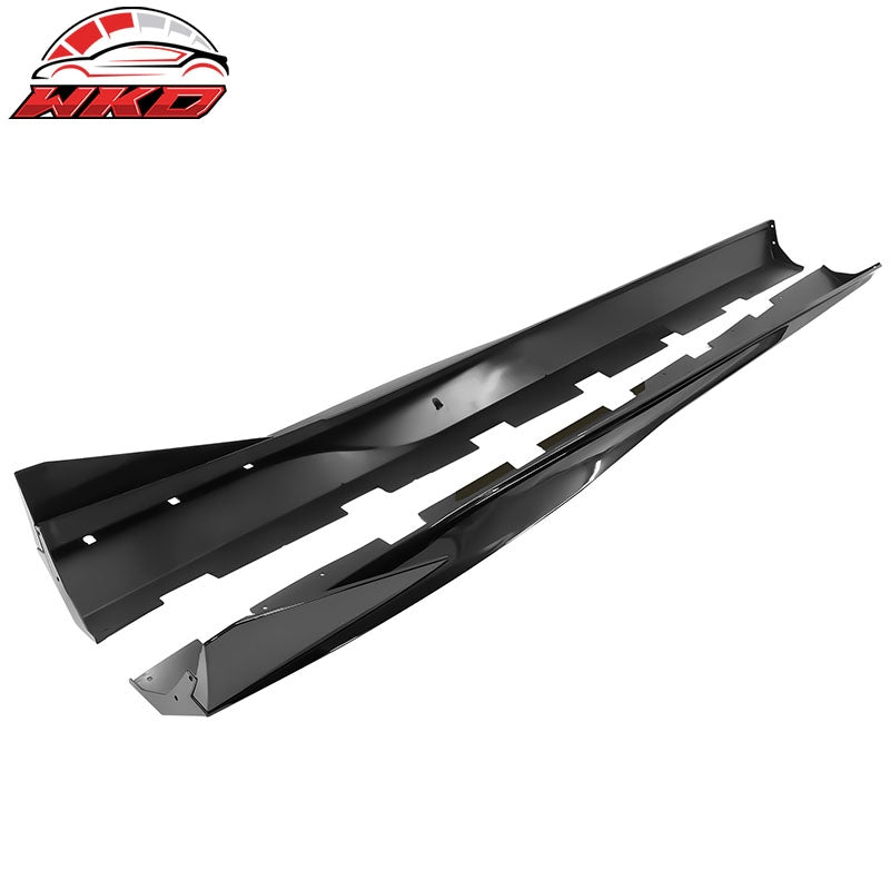 Fits 10-15 Chevrolet Camaro IKON V3 Style 4PCS Side Skirts Panel PP Gloss Black