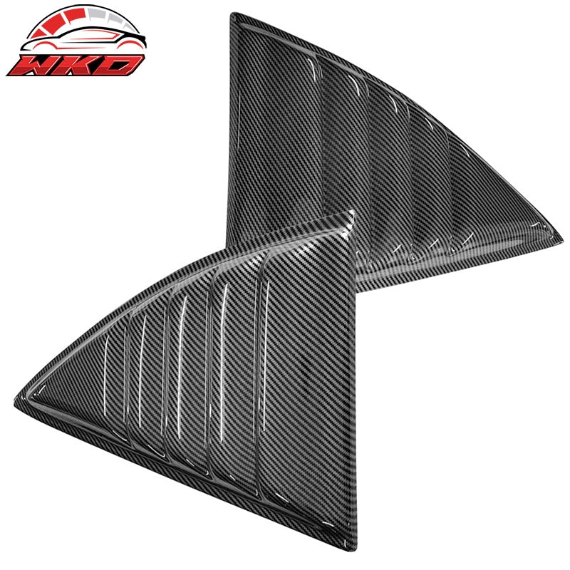 Fits 10-15 Chevy Camaro XE V2 Style 2PC Side Window Louver PP Carbon Fiber Print