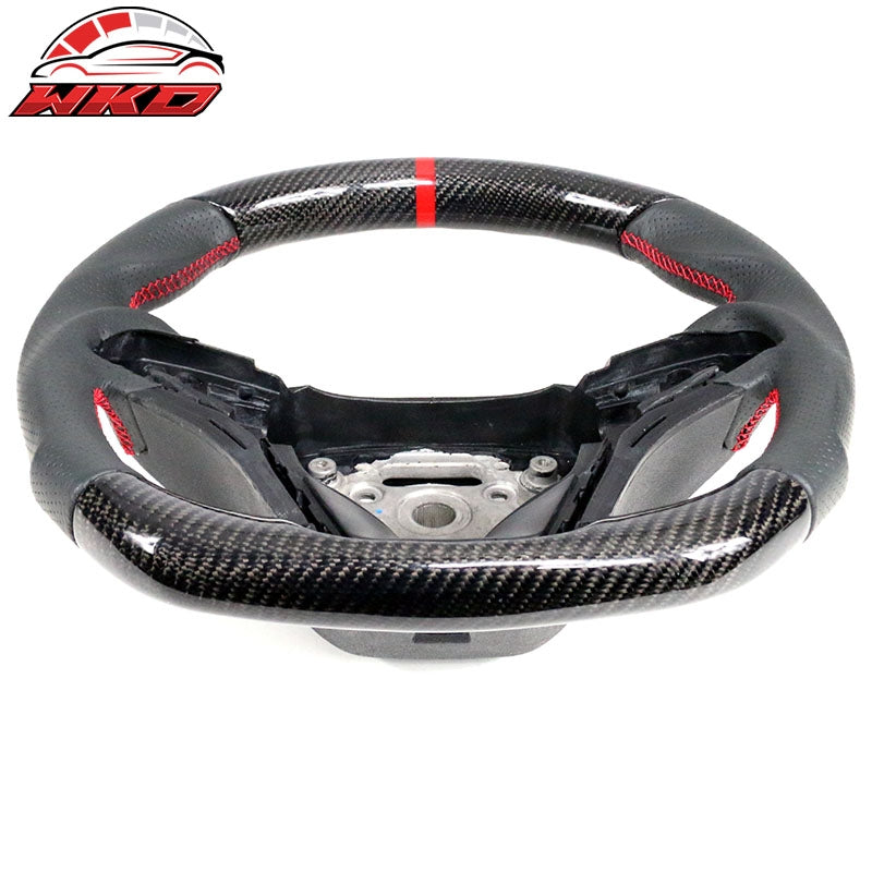 Wholesale  12-15 Chevy Camaro Carbon Fiber Steering Wheel w/ Red Stitch & Indicator