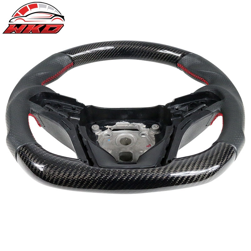 Wholesale  12-15 Chevy Camaro Steering Wheel Carbon Fiber Leather Red Stitch