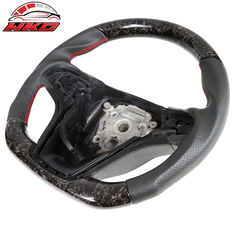 Fit 12-15 Chevy Camaro Steering Wheel Forged Carbon Fiber Leather