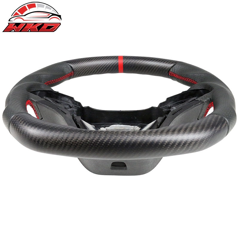 Fit 12-15 Chevy Camaro Steering Wheel Matte Carbon Fiber Leather