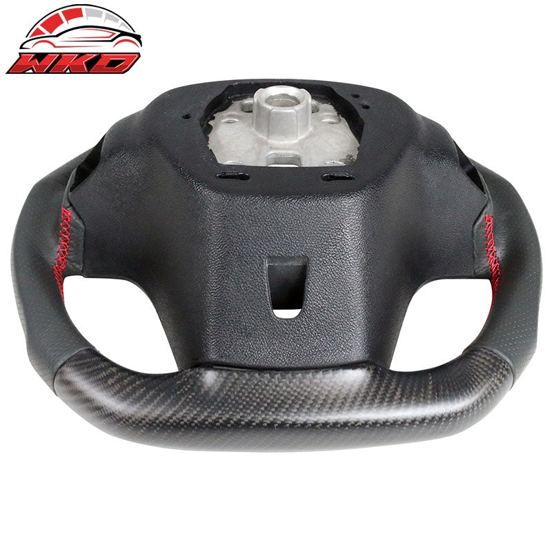 Fit 12-15 Camaro Steering Wheel Matte Carbon Fiber Red Stitch