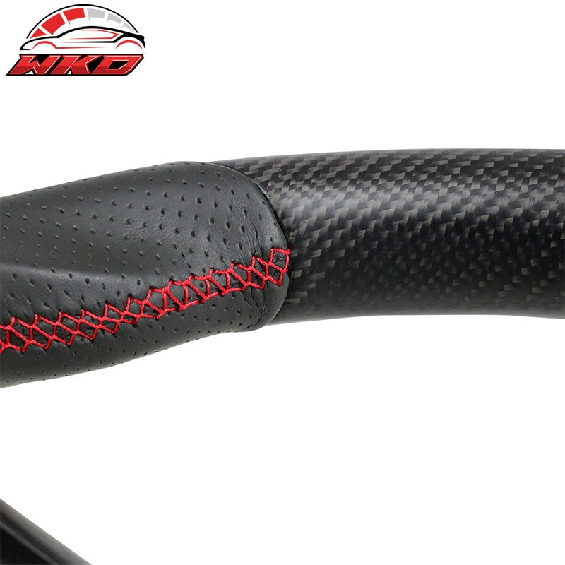 Fit 12-15 Camaro Steering Wheel Matte Carbon Fiber Red Stitch