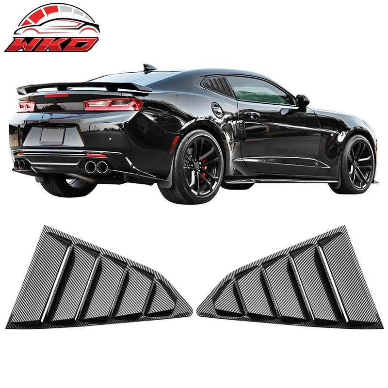 Wholesale 16-24 Chevy Camaro Quarter Window Louvers Rain Cover Sun Carbon Fiber Print
