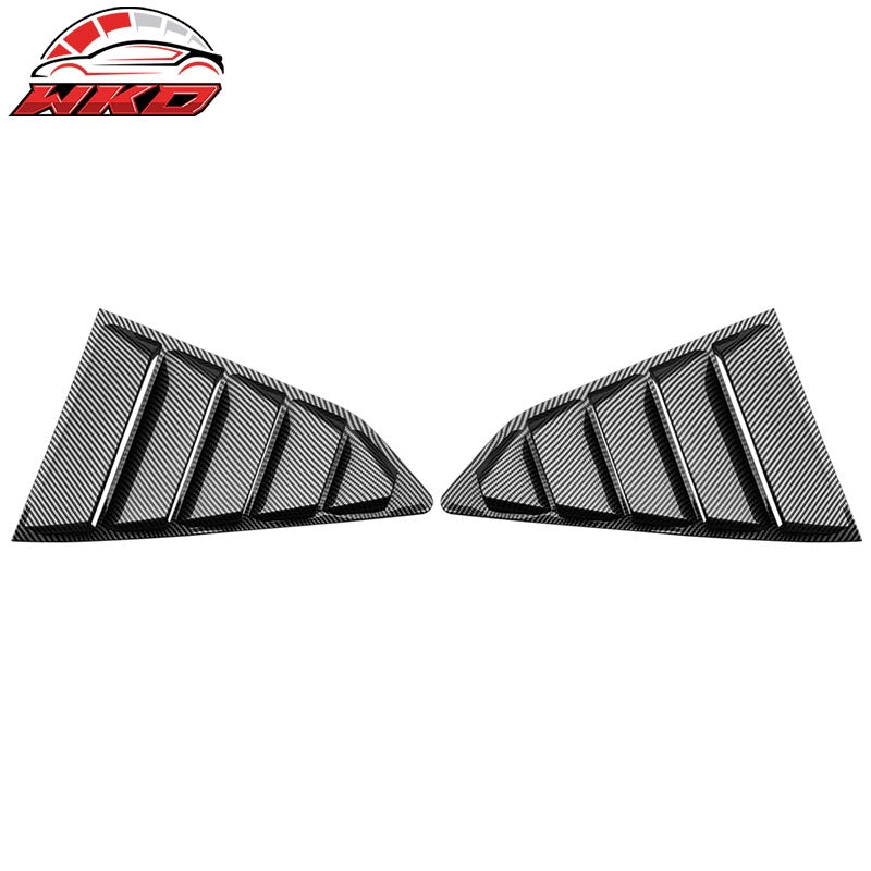 Fits 16-24 Chevy Camaro Quarter Window Louvers Rain Cover Sun Carbon Fiber Print