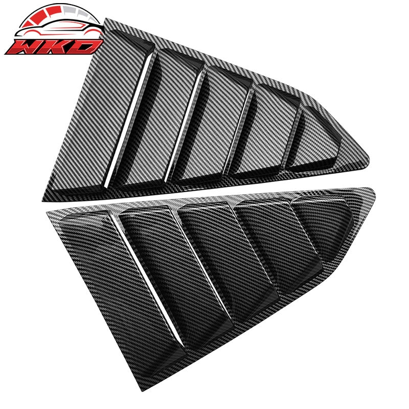 Fits 16-24 Chevy Camaro Quarter Window Louvers Rain Cover Sun Carbon Fiber Print