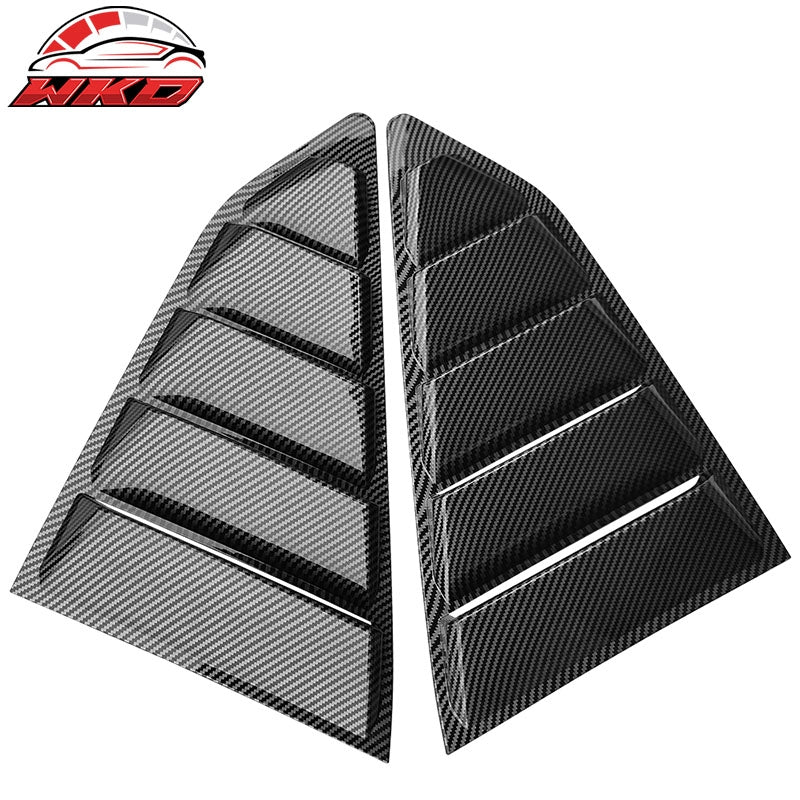 Fits 16-24 Chevy Camaro Quarter Window Louvers Rain Cover Sun Carbon Fiber Print