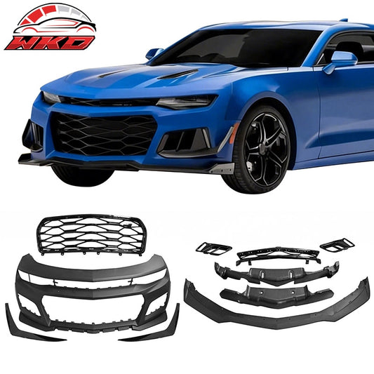 Wholesale 16-18 Chevrolet Camaro ZL1 Style Front Bumper Conversion Gloss Black Canard - Wikond Auto