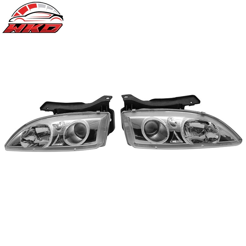 Fits 95-99 Chevrolet Cavalier Projector Head Lights Chrome Housing Clear Lens