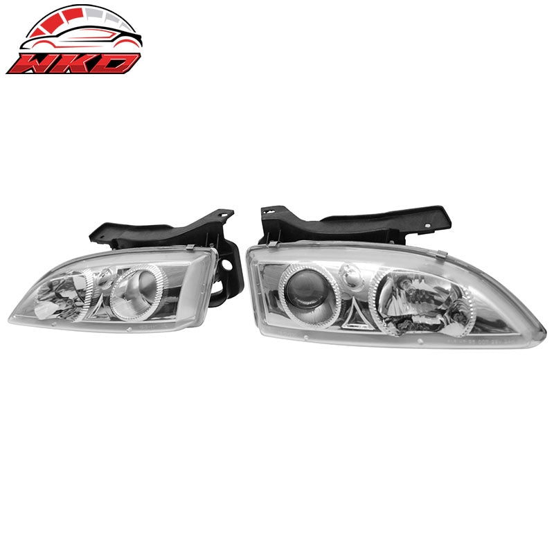 Fits 95-99 Chevrolet Cavalier Projector Head Lights Chrome Housing Clear Lens