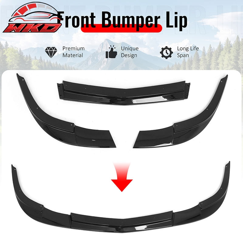 Fits 05-13 Chevrolet Corvette C6 Base ZR1 Style Front Bumper Lip Gloss Black 3PC