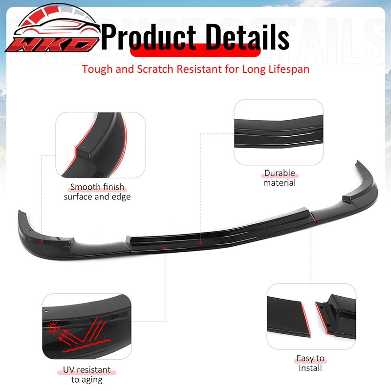 Fits 05-13 Chevrolet Corvette C6 Base ZR1 Style Front Bumper Lip Gloss Black 3PC