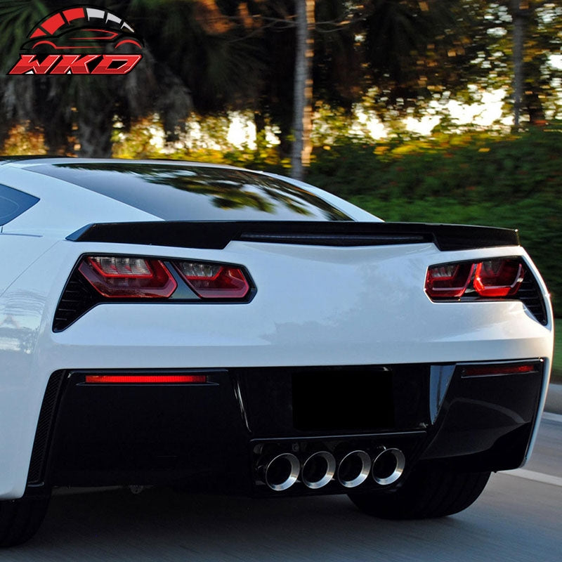 Fits 14-19 Chevrolet Corvette C7 Rear Trunk Lid Spoiler Wing Lip ABS Matte Black