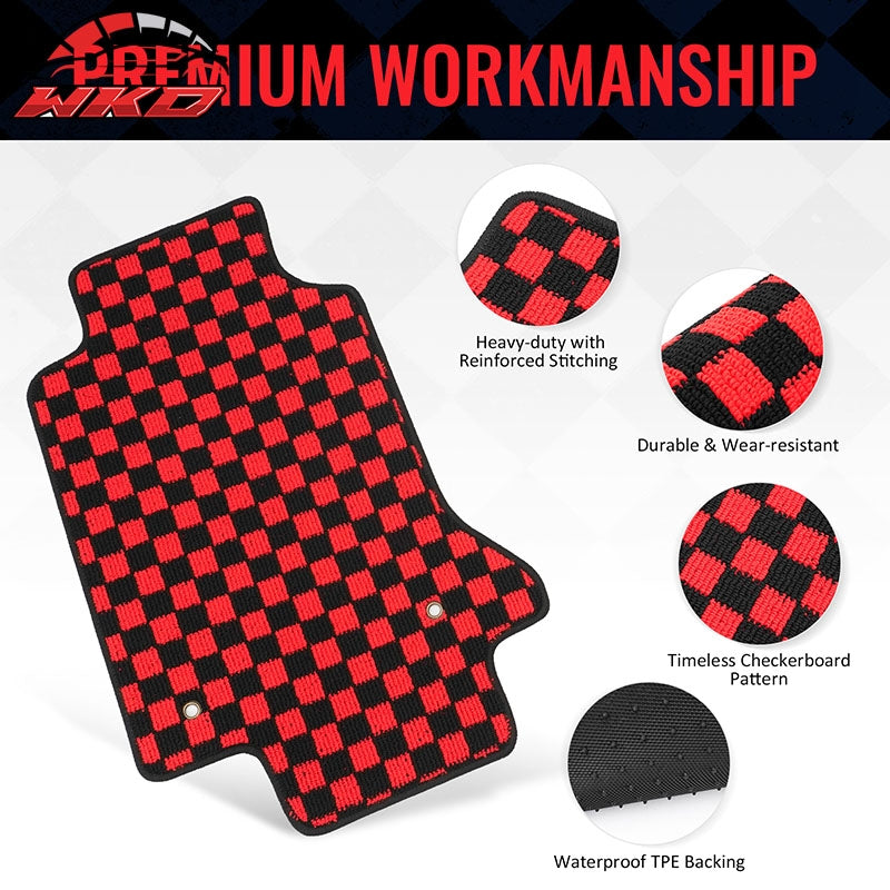 Fits 97-04 Chevrolet Corvette Car Floor Mats Checkered Carpets Black Red Plaid