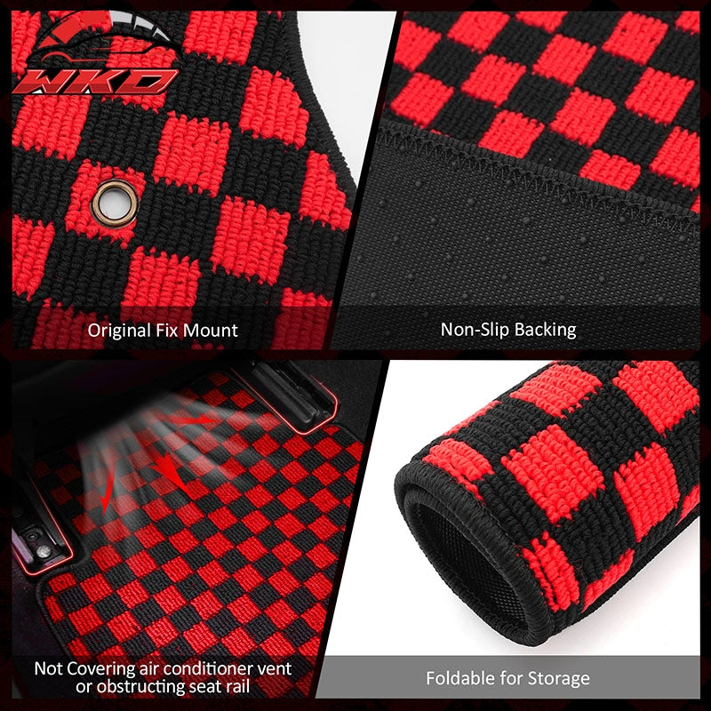 Fits 97-04 Chevrolet Corvette Car Floor Mats Checkered Carpets Black Red Plaid