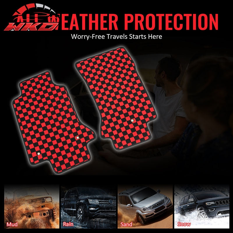 Fits 97-04 Chevrolet Corvette Car Floor Mats Checkered Carpets Black Red Plaid