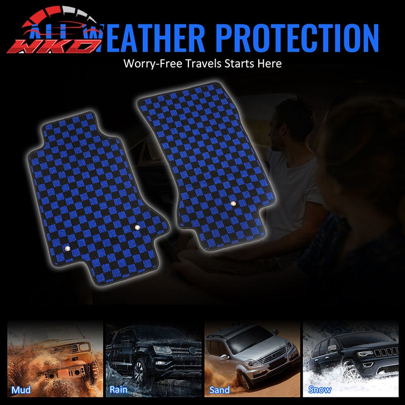 Wholesale 97-04 Chevrolet Corvette Car Floor Mats Checkered Carpets Black Blue Plaid - Wikond Auto