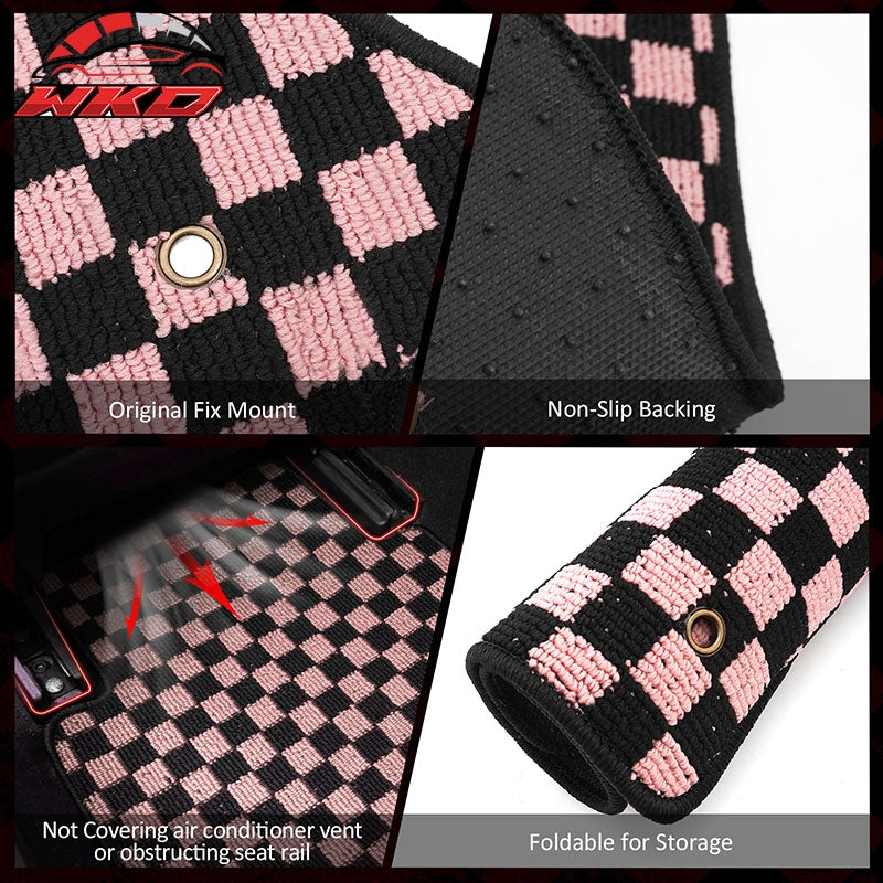 Fits 97-04 Chevrolet Corvette Car Floor Mats Checkered Carpets Black Pink Plaid