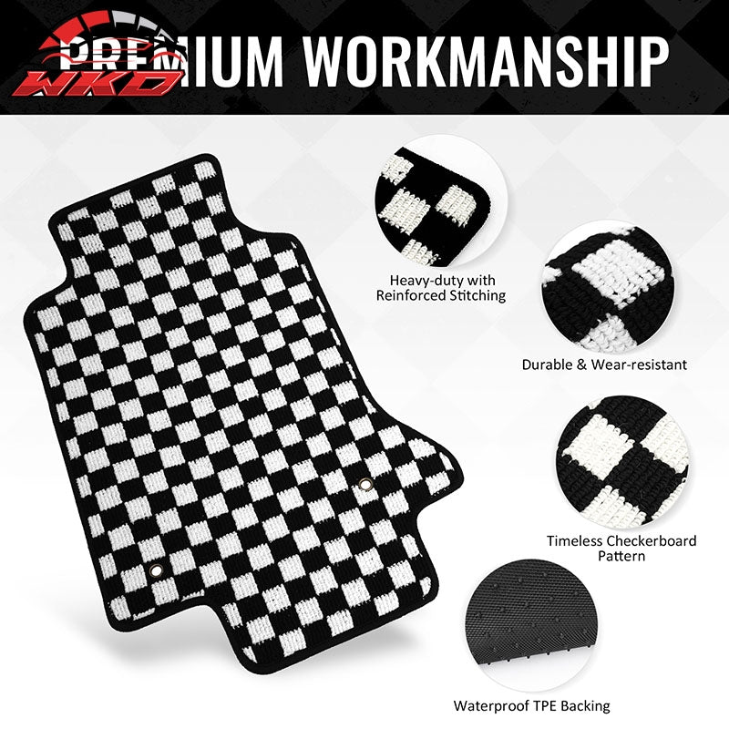 Fits 97-04 Chevrolet Corvette Car Floor Mats Checkered Carpets Black White Plaid