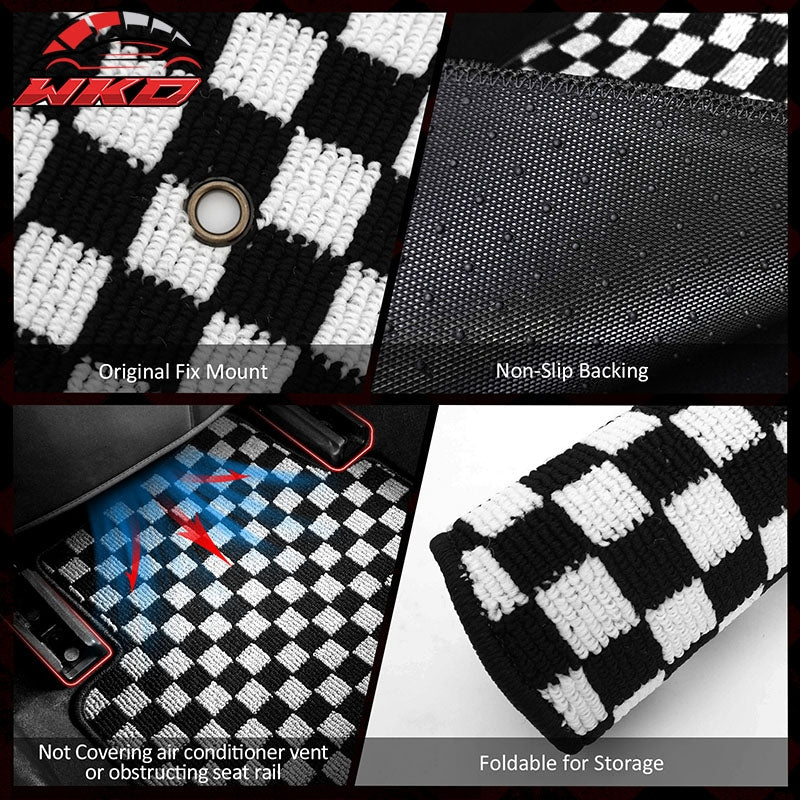 Fits 97-04 Chevrolet Corvette Car Floor Mats Checkered Carpets Black White Plaid