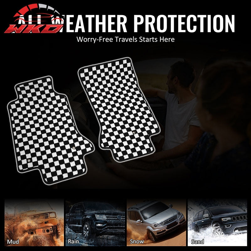 Fits 97-04 Chevrolet Corvette Car Floor Mats Checkered Carpets Black White Plaid