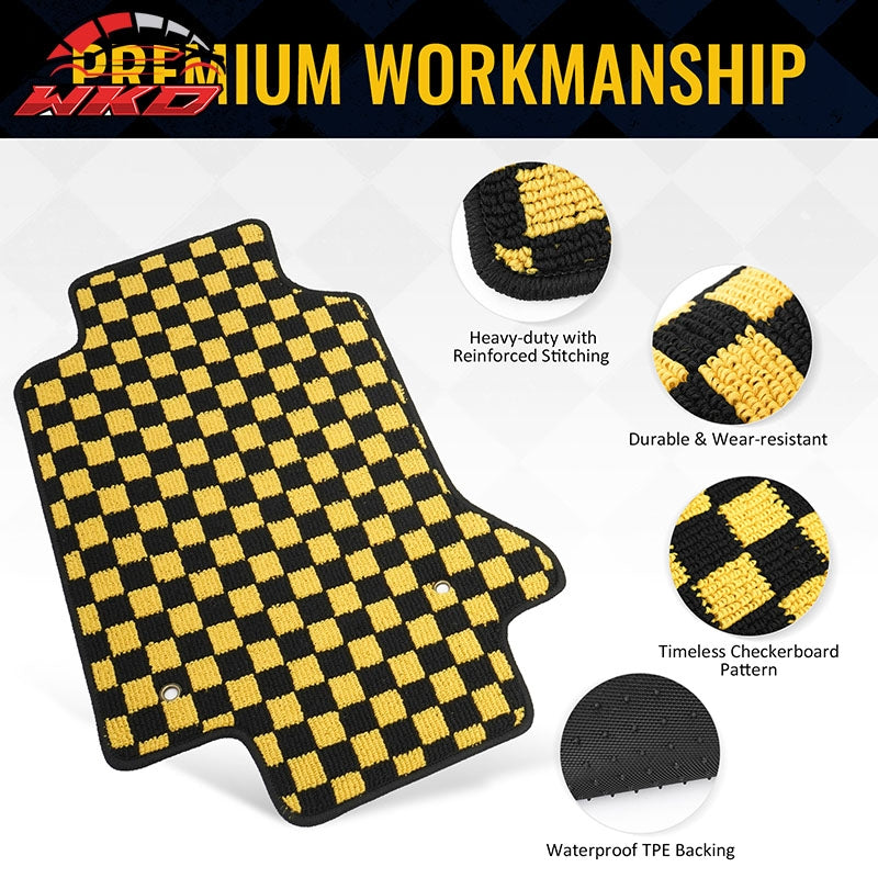 Fits 97-04 Chevrolet Corvette Car Floor Mats Checkered Carpet Black Yellow Plaid