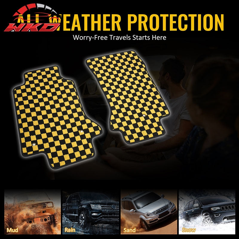 Fits 97-04 Chevrolet Corvette Car Floor Mats Checkered Carpet Black Yellow Plaid
