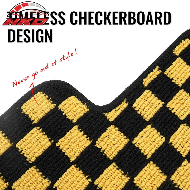 Fits 97-04 Chevrolet Corvette Car Floor Mats Checkered Carpet Black Yellow Plaid