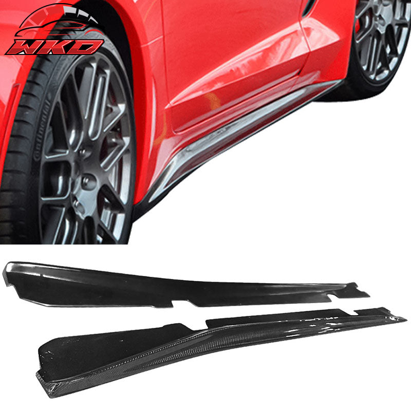 Fits 14-19 Chevrolet Corvette C7 ST Style Side Skirts 2PC - Matte Carbon Fiber