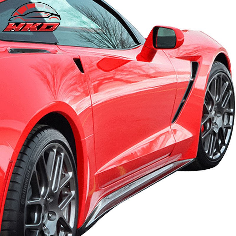 Fits 14-19 Chevrolet Corvette C7 ST Style Side Skirts 2PC - Matte Carbon Fiber