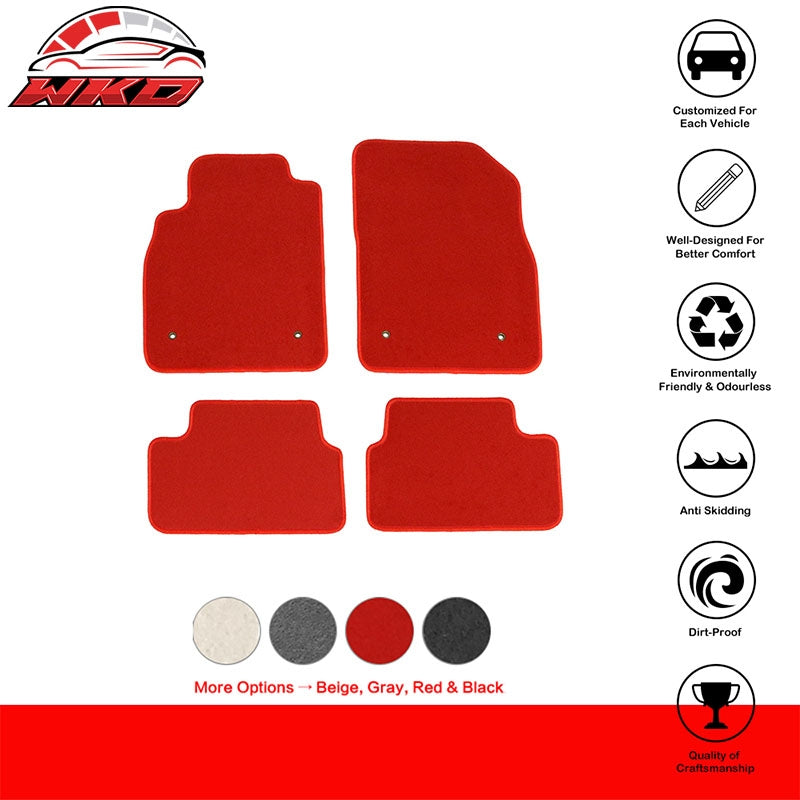Fits 08-16 Chevrolet Cruze Floor Mats Nylon Red Non-Slip Auto Carpets 4PC Set