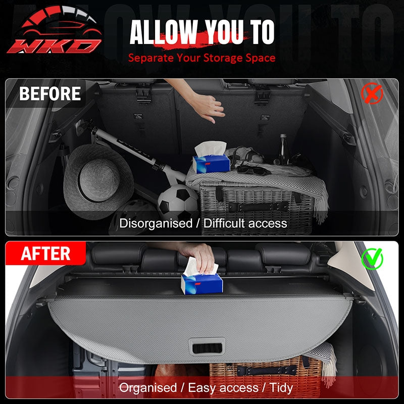 Fits 24-26 Chevrolet Equinox EV Retractable Cargo Cover Carbon Fiber Texture