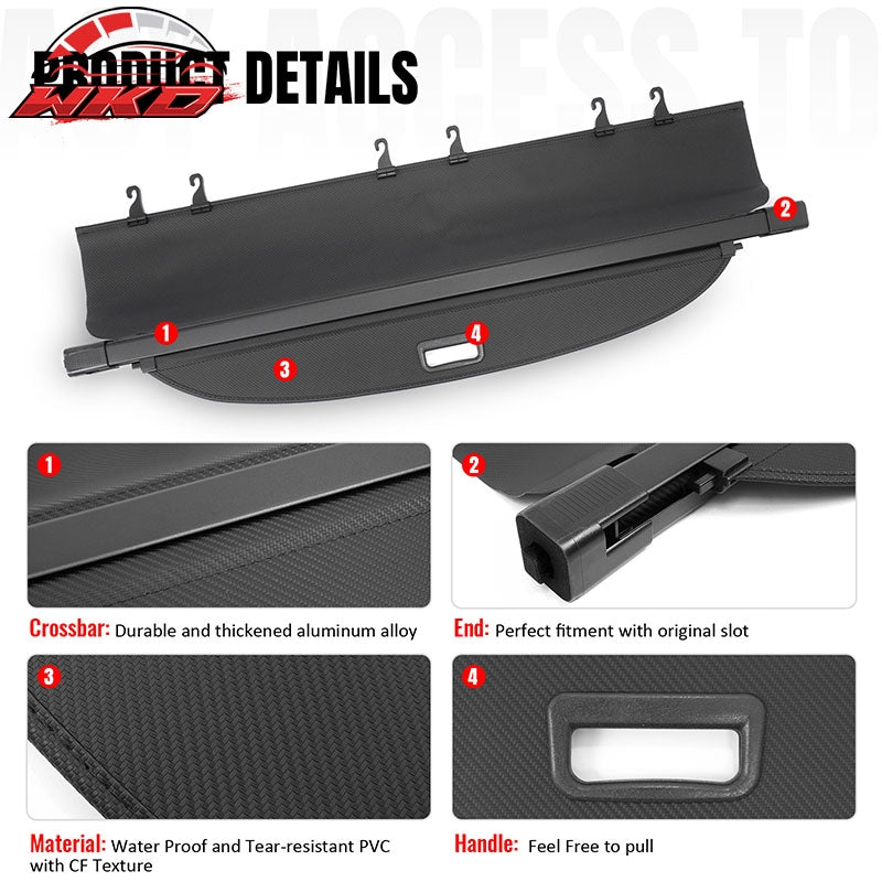 Fits 10-17 Chevrolet Equinox & GMC Terrain Rear Cargo Cover Carbon Fiber Texture