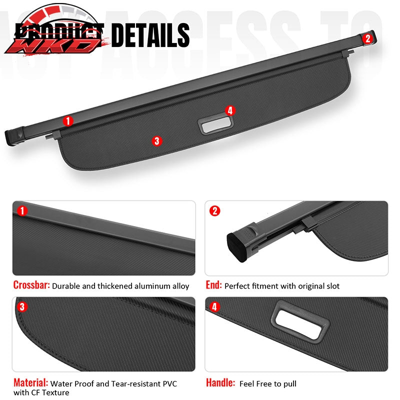 Fits 25-26 Chevrolet Equinox & GMC Terrain Rear Cargo Cover Carbon Fiber Texture