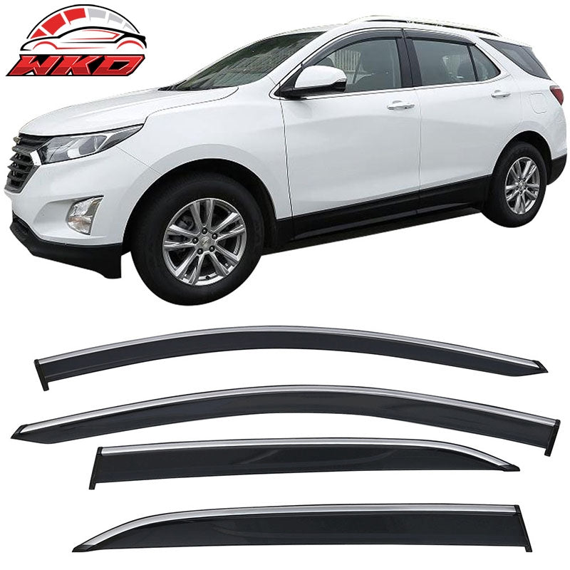 Fits 18-24 Chevy Equinox Polycarbonate Tape-On 4PC Window Visors Vent Rain Guard