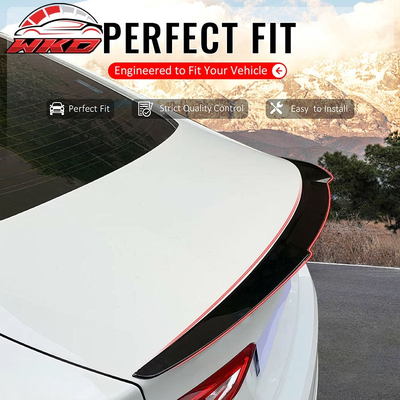 Fits 16-25 Chevrolet Malibu M4 Style Rear Trunk Spoiler Wing Lip Gloss Black ABS