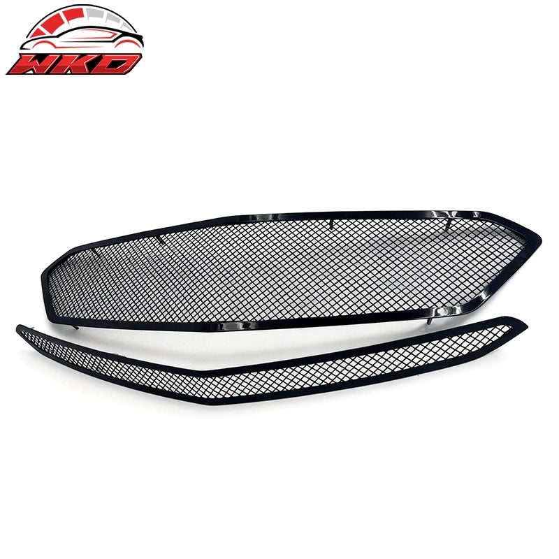 Fits 16-18 Chevrolet Malibu Mesh Style Front Bumper Upper + Center Grille Black