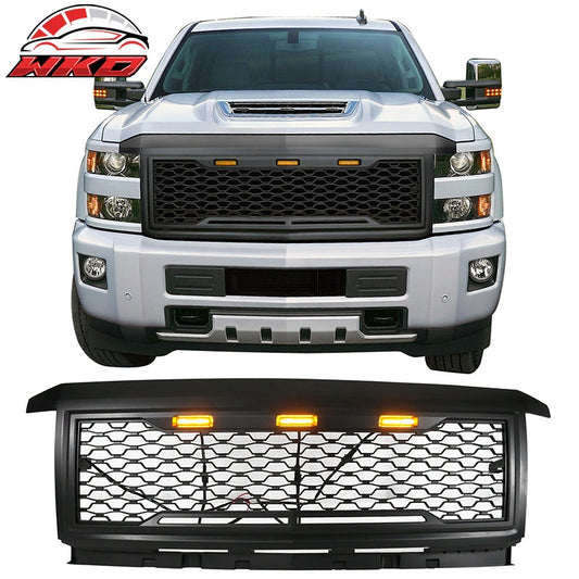Wholesale 15-18 Chevy Silverado 2500 3500 Front Bumper Hood Mesh Grille - Matte Black