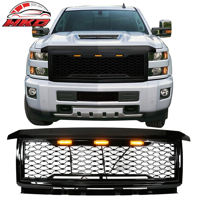 Wholesale 15-18 Chevy Silverado 2500 3500 Front Bumper Hood Mesh Grille - Gloss Black