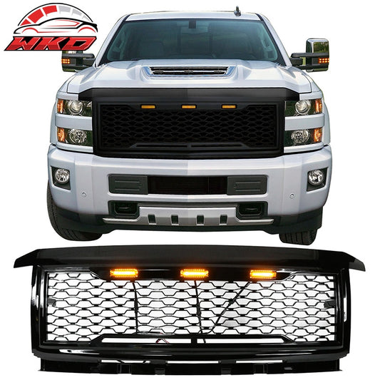 Wholesale 15-18 Chevy Silverado 2500 3500 Front Bumper Hood Mesh Grille - Gloss Black