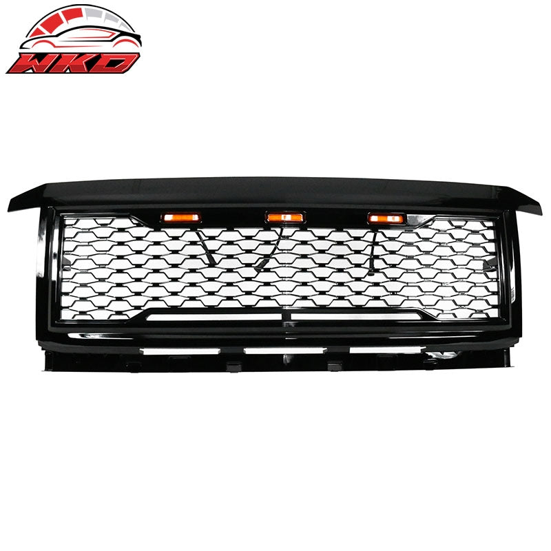 Fits 15-18 Chevy Silverado 2500 3500 Front Bumper Hood Mesh Grille - Gloss Black