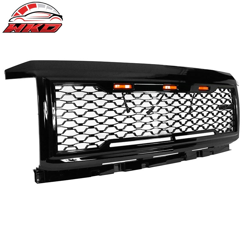 Fits 15-18 Chevy Silverado 2500 3500 Front Bumper Hood Mesh Grille - Gloss Black