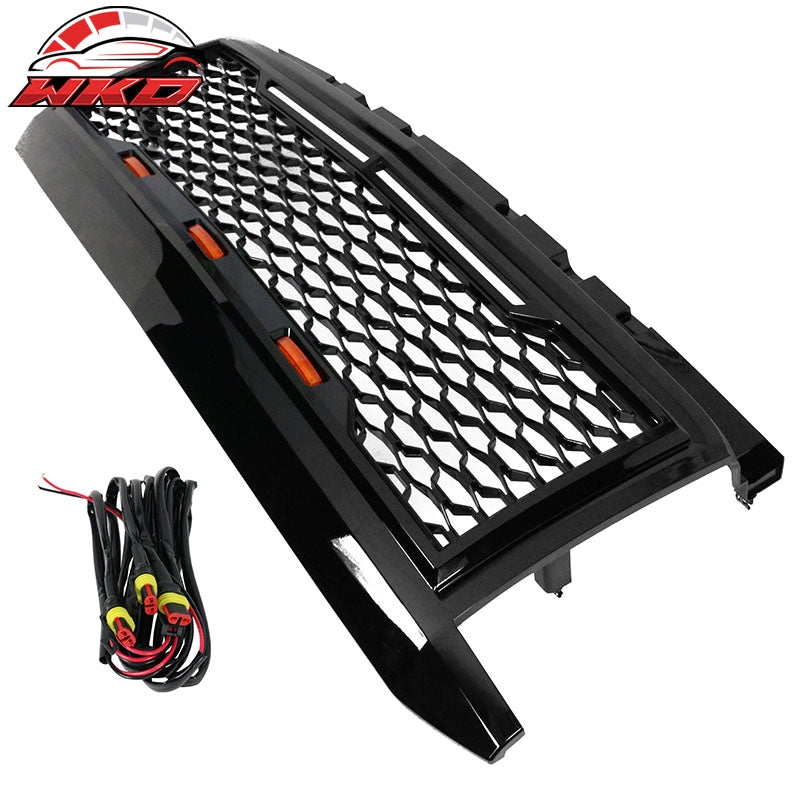 Fits 15-18 Chevy Silverado 2500 3500 Front Bumper Hood Mesh Grille - Gloss Black