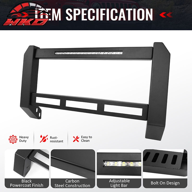 Fits 07-19 Chevrolet Silverado GMC Sierra 1500 Bull Bar Grille Guard W/LED Light