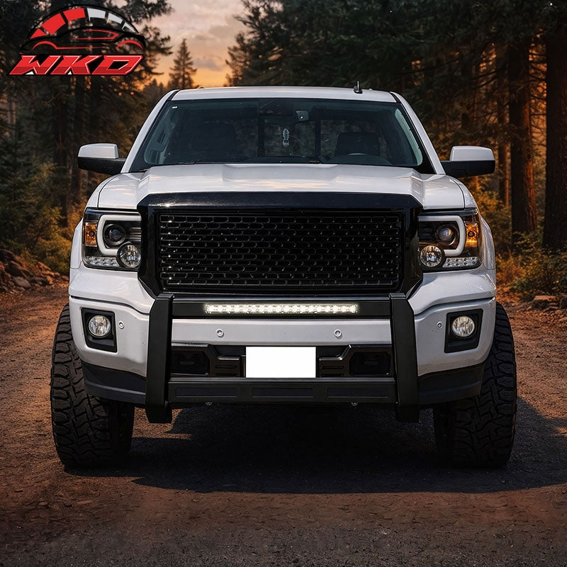 Fits 07-19 Chevrolet Silverado GMC Sierra 1500 Bull Bar Grille Guard W/LED Light