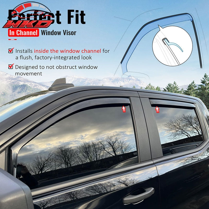 Fits 19-26 Chevrolet Silverado GMC Sierra 1500 Crew Cab In-Channel Window Visors